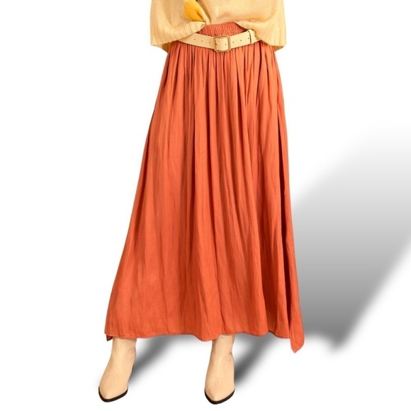 AVANT GUARD Plisse Style Drop WaiiMaxi Skirt Size 8 Orange BALLETCORE Boho - Picture 1 of 7